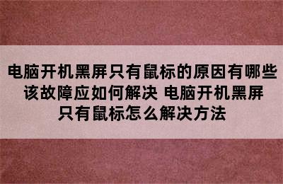 电脑开机黑屏只有鼠标的原因有哪些 该故障应如何解决 电脑开机黑屏只有鼠标怎么解决方法